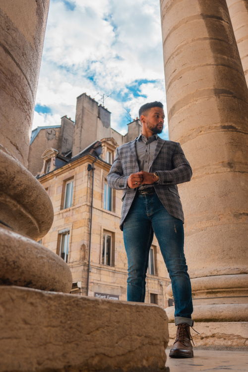 SLIM FIT+ CHECKERED JACKET