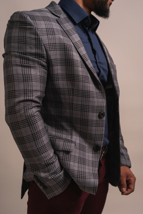 SLIM FIT+ CHECKERED JACKET