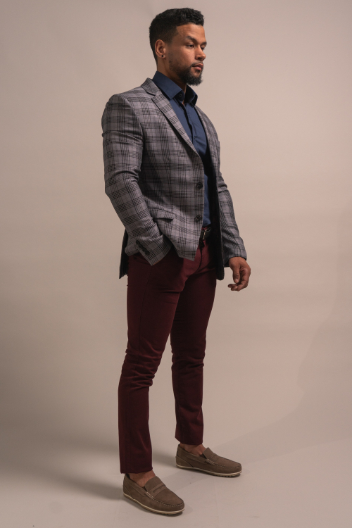 SLIM FIT+ CHECKERED JACKET