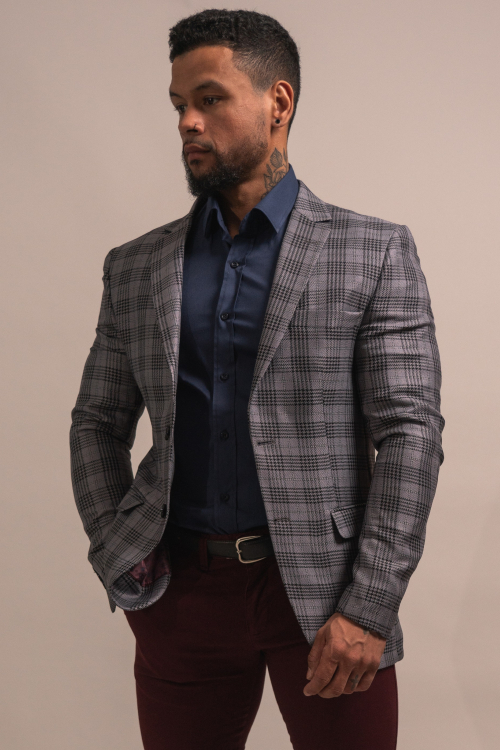 SLIM FIT+ CHECKERED JACKET