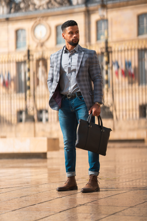 SLIM FIT+ CHECKERED JACKET