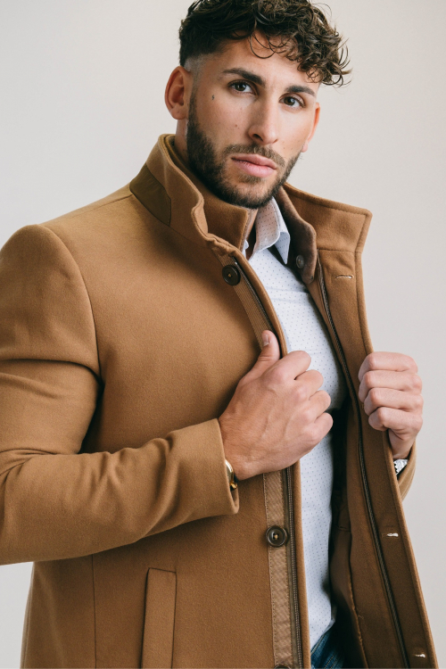 manteau laine camel