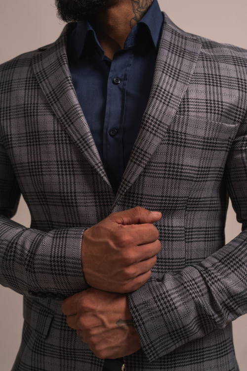 SLIM FIT+ CHECKERED JACKET