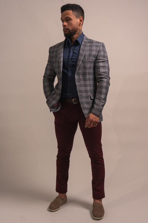 SLIM FIT+ CHECKERED JACKET