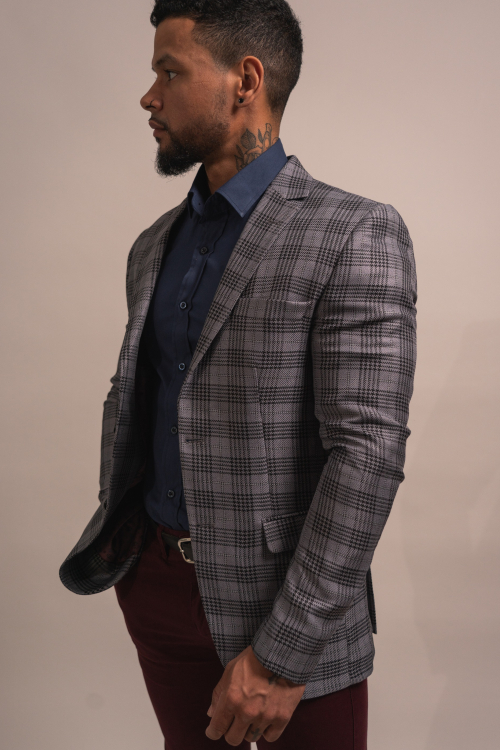 SLIM FIT+ CHECKERED JACKET
